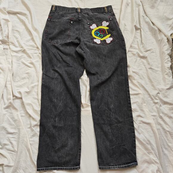 Vintage Coogi Jeans Size 36x34 Black Wash Embroidered Denim Y2K Baggy Fit - Picture 4 of 13